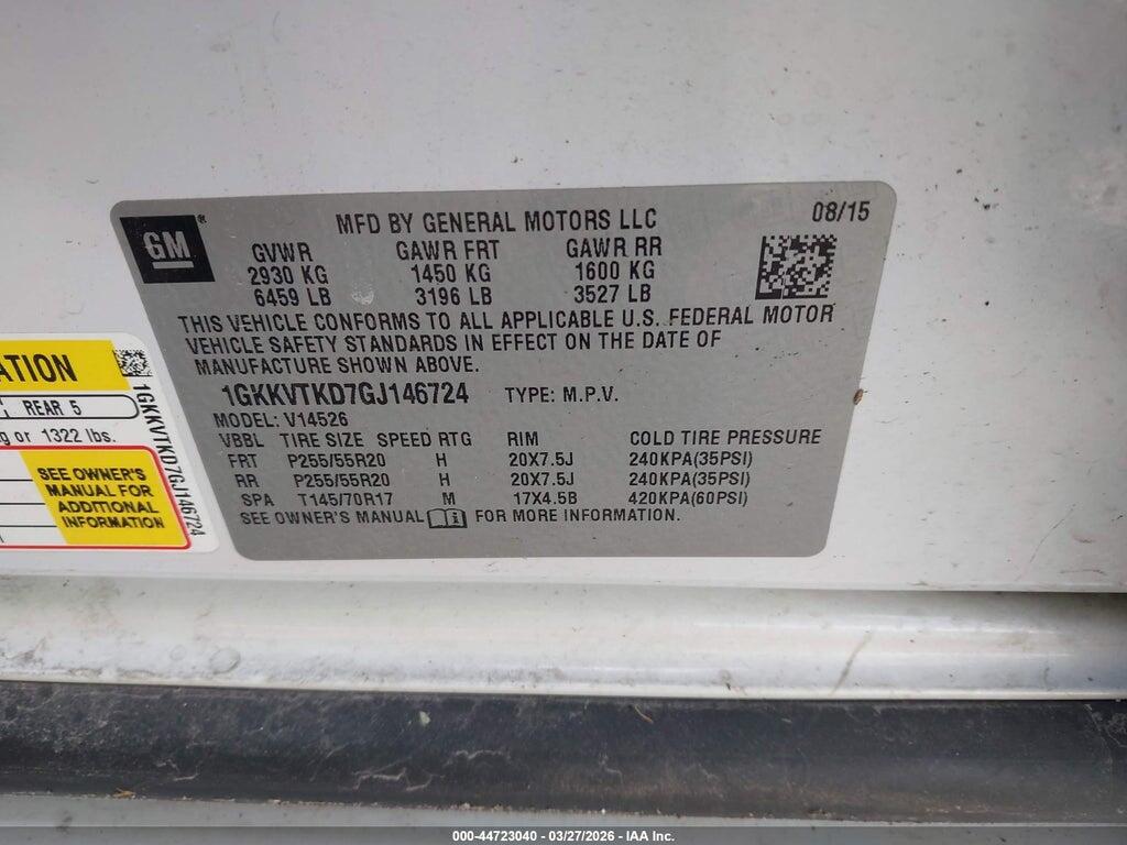 1GKKVTKD7GJ146724 2016 GMC ACADIA photo no. 9