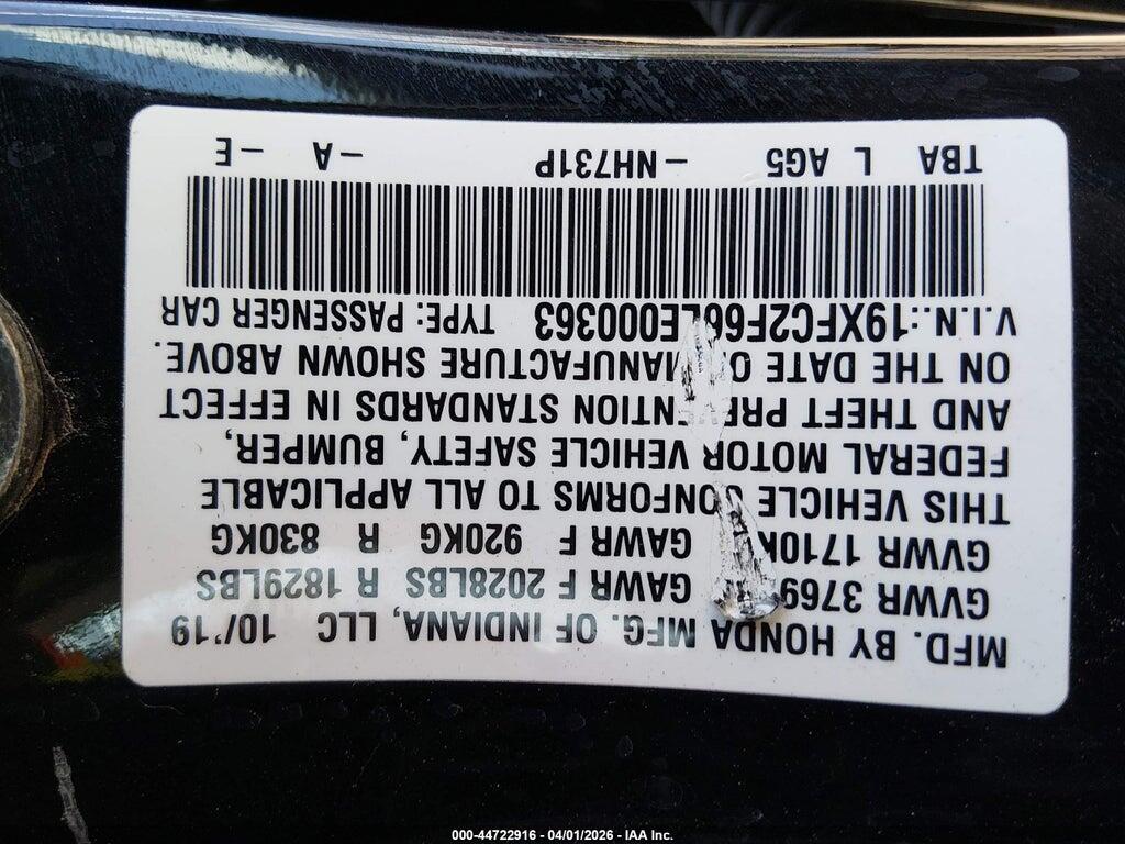 19XFC2F66LE000363 2020 HONDA CIVIC photo no. 9