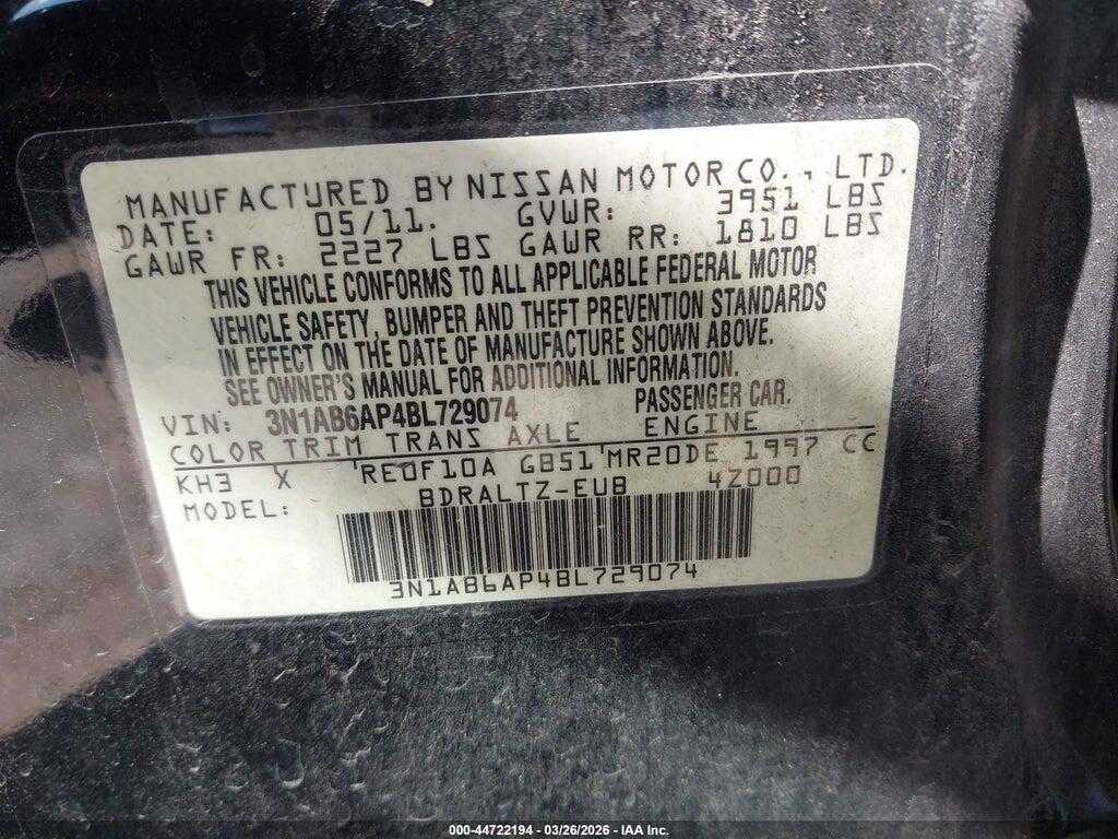 3N1AB6AP4BL729074 2011 NISSAN SENTRA photo no. 9