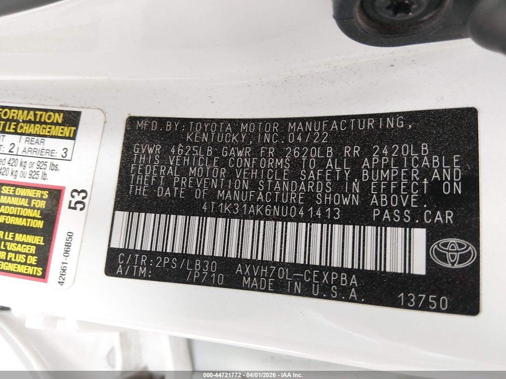 4T1K31AK6NU041413 2022 TOYOTA CAMRY photo no. 9