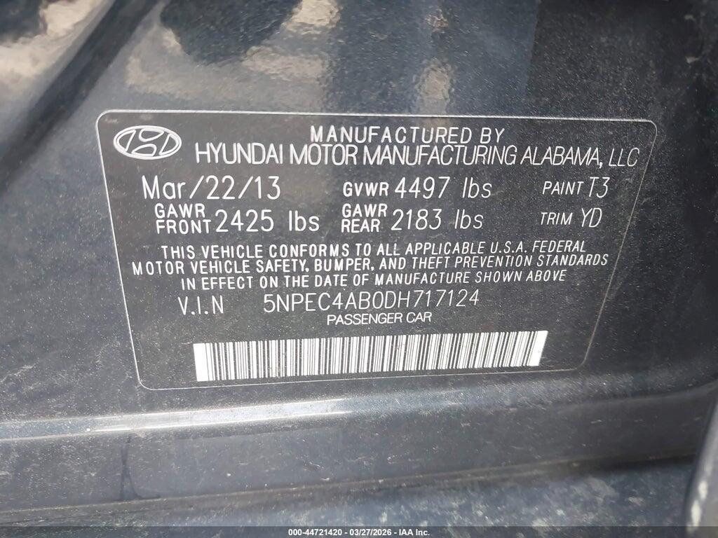 5NPEC4AB0DH717124 2013 HYUNDAI SONATA photo no. 9