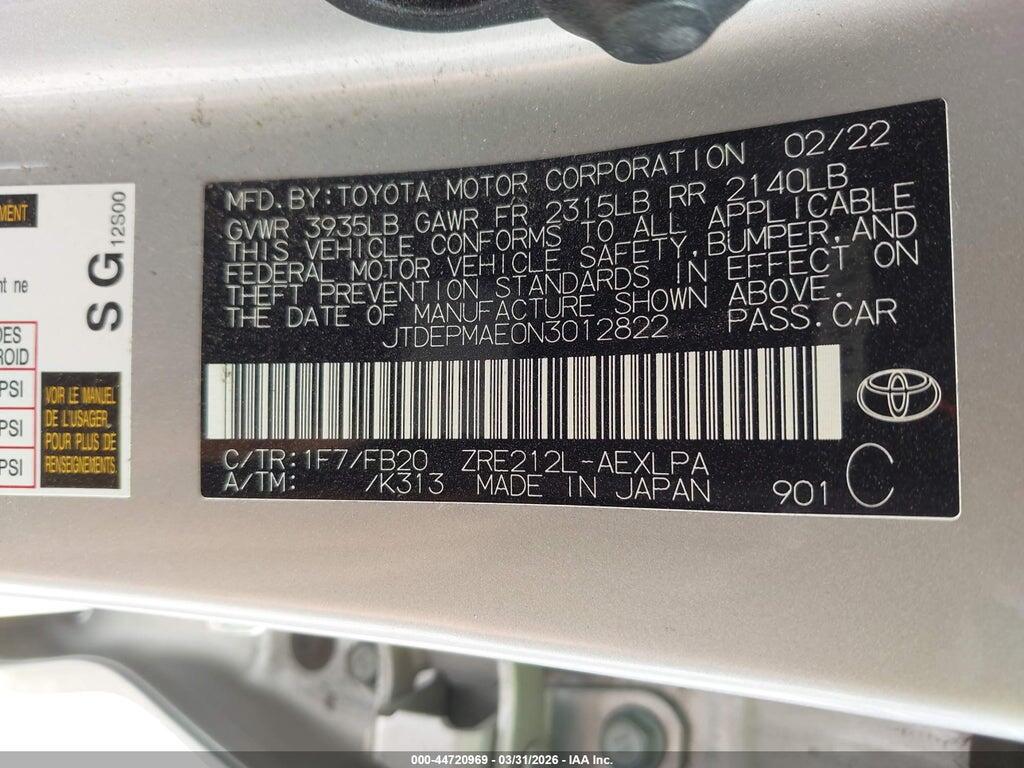 JTDEPMAE0N3012822 2022 TOYOTA COROLLA photo no. 9