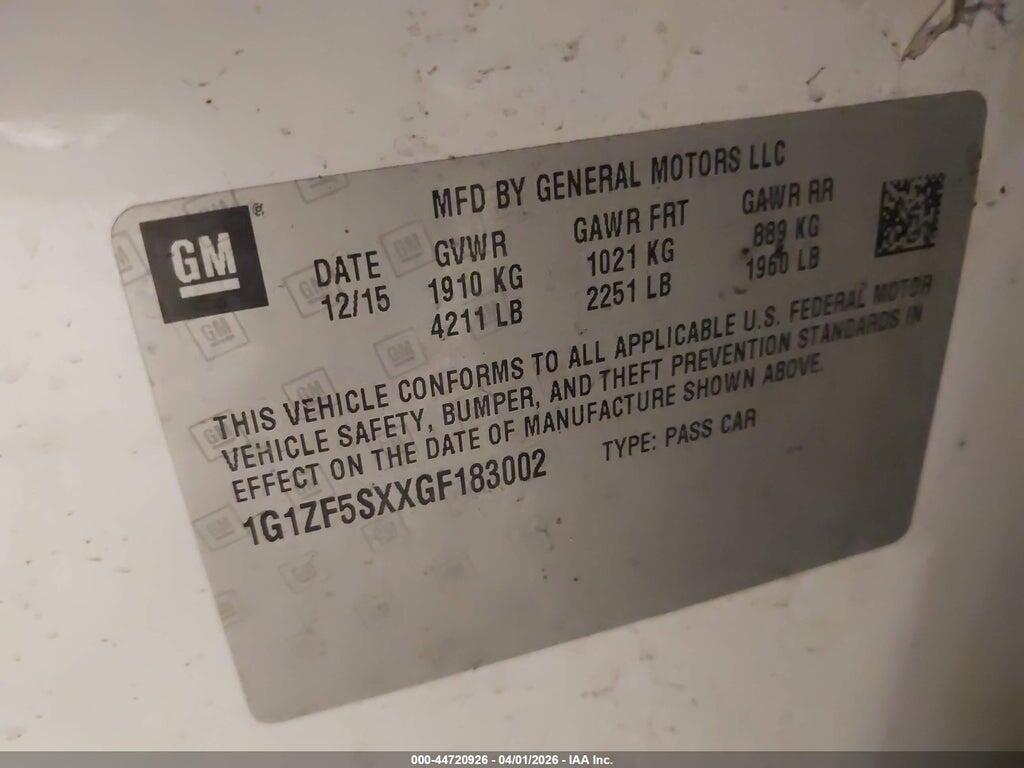 1G1ZF5SXXGF183002 2016 CHEVROLET MALIBU photo no. 9