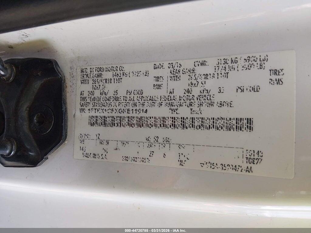 1FTEX1CFXGKE11914 2016 FORD F-150 photo no. 9