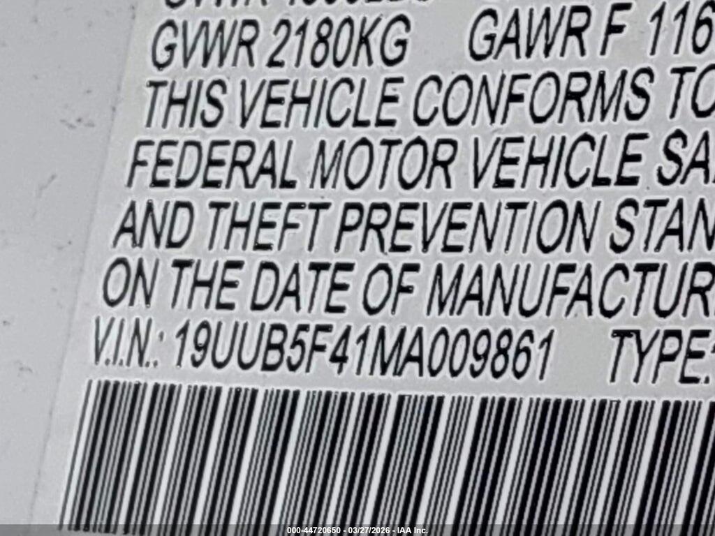19UUB5F41MA009861 2021 ACURA TLX photo no. 9