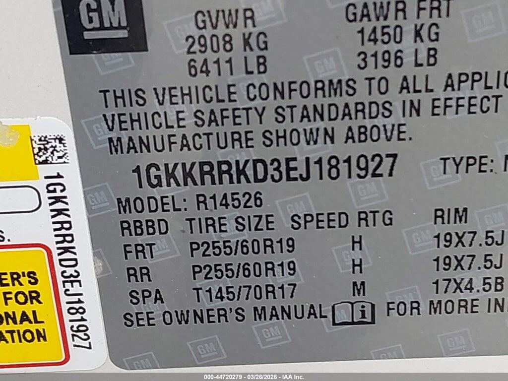 1GKKRRKD3EJ181927 2014 GMC ACADIA photo no. 9