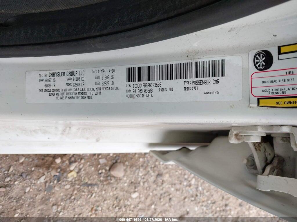 1C3CC4FB9AN173593 2010 CHRYSLER SEBRING photo no. 9