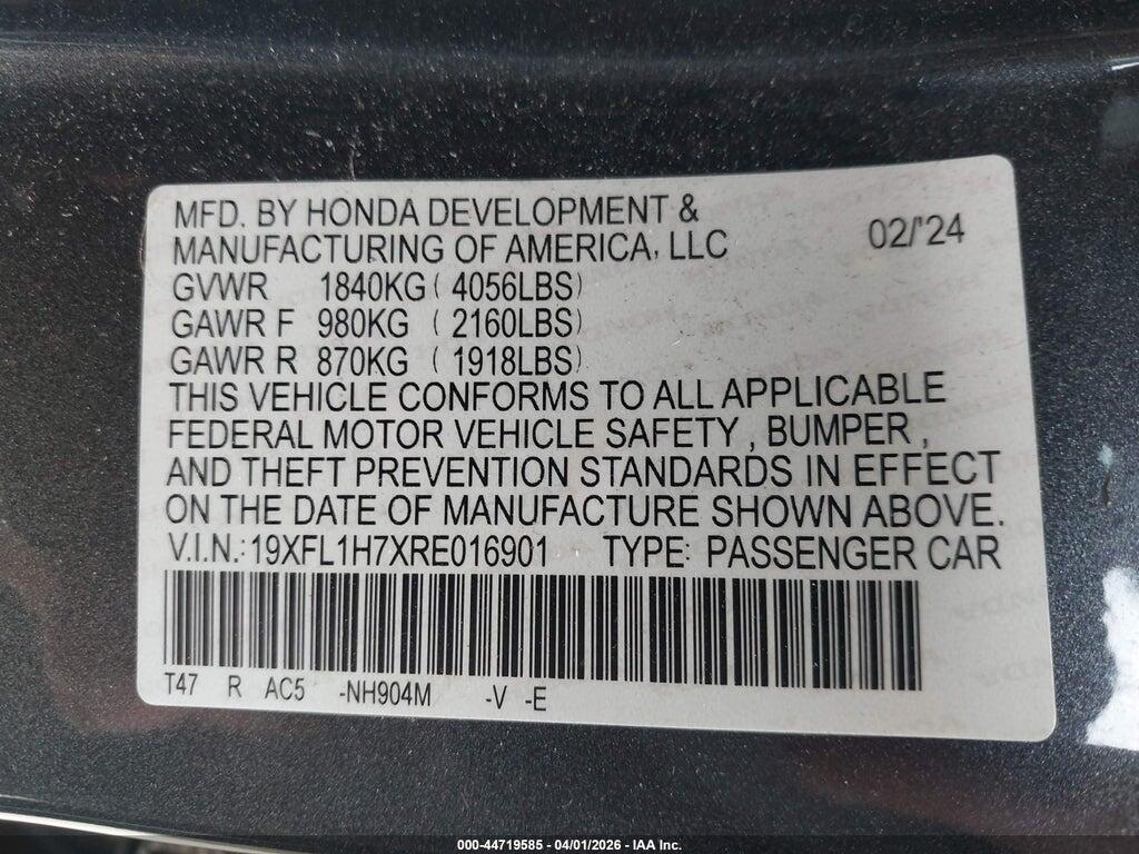 19XFL1H7XRE016901 2024 HONDA CIVIC photo no. 9