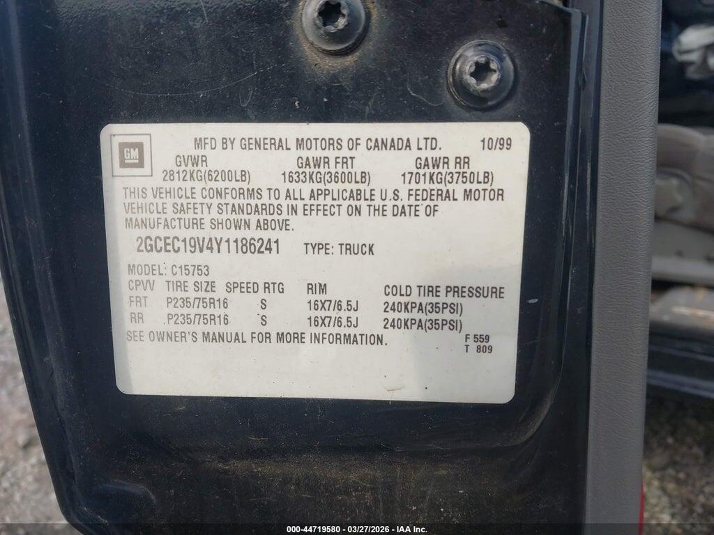 2GCEC19V4Y1186241 2000 CHEVROLET SILVERADO 1500 photo no. 9