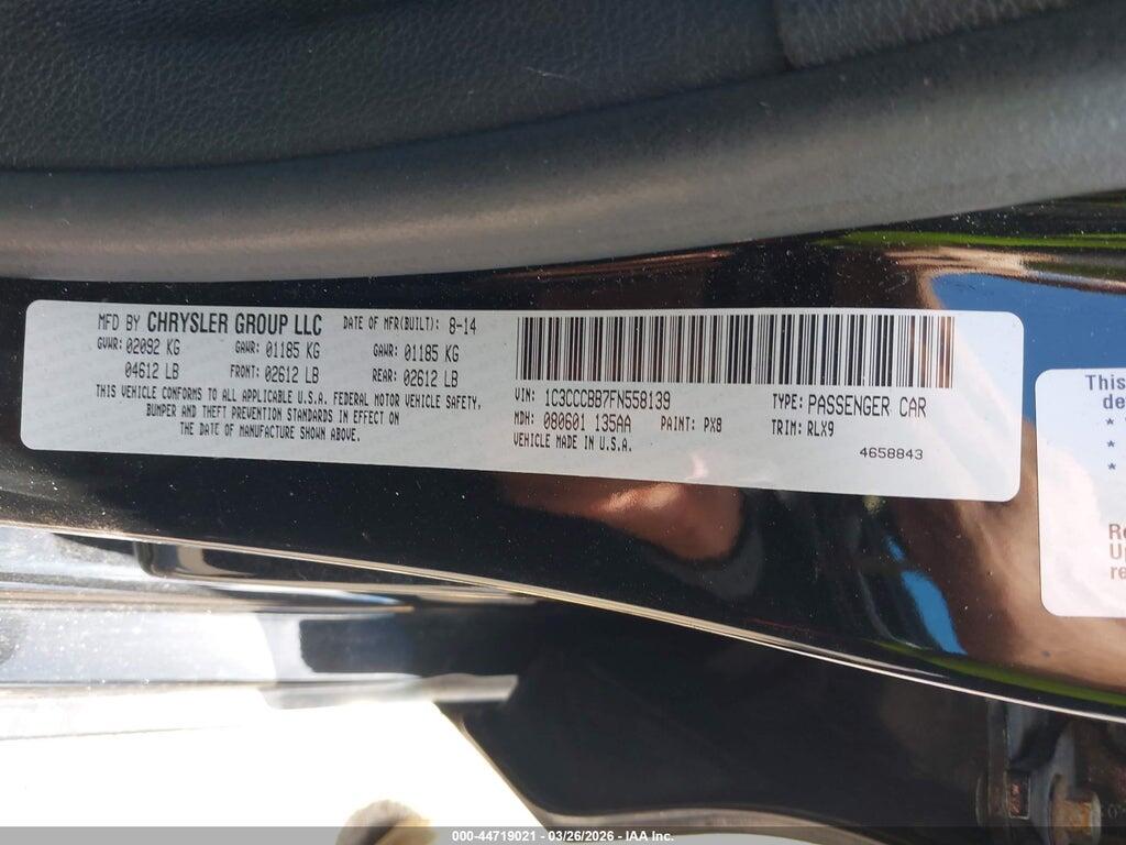 1C3CCCBB7FN558139 2015 CHRYSLER 200 photo no. 9