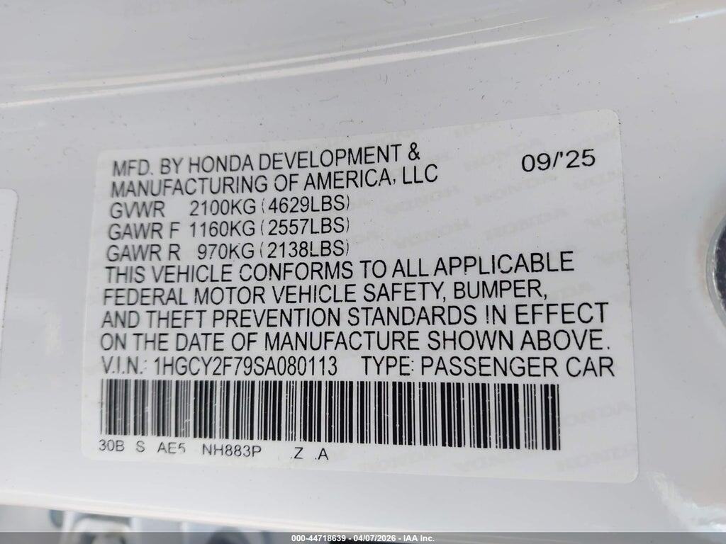 1HGCY2F79SA080113 2025 HONDA ACCORD HYBRID photo no. 9