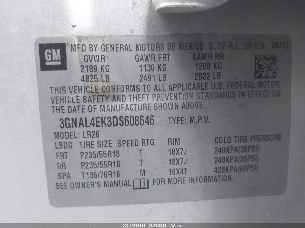 3GNAL4EK3DS608646 2013 CHEVROLET CAPTIVA SPORT photo no. 9