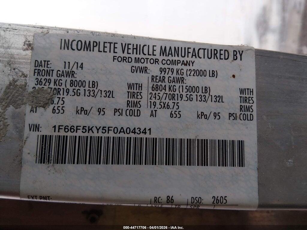 1F66F5KY5F0A04341 2015 FORD F-59 COMMERCIAL STRIPPED photo no. 8