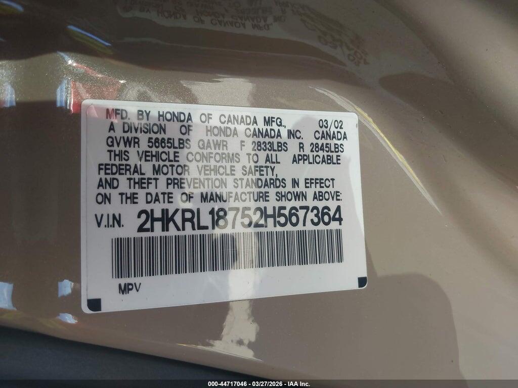2HKRL18752H567364 2002 HONDA ODYSSEY photo no. 9