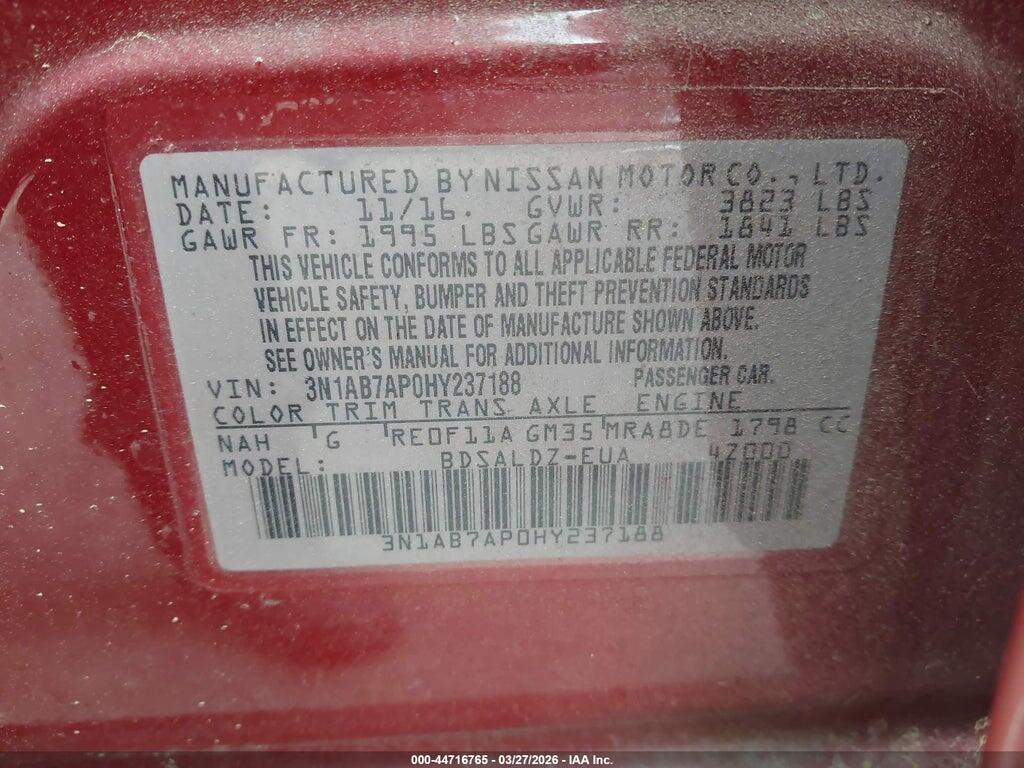 3N1AB7AP0HY237188 2017 NISSAN SENTRA photo no. 9
