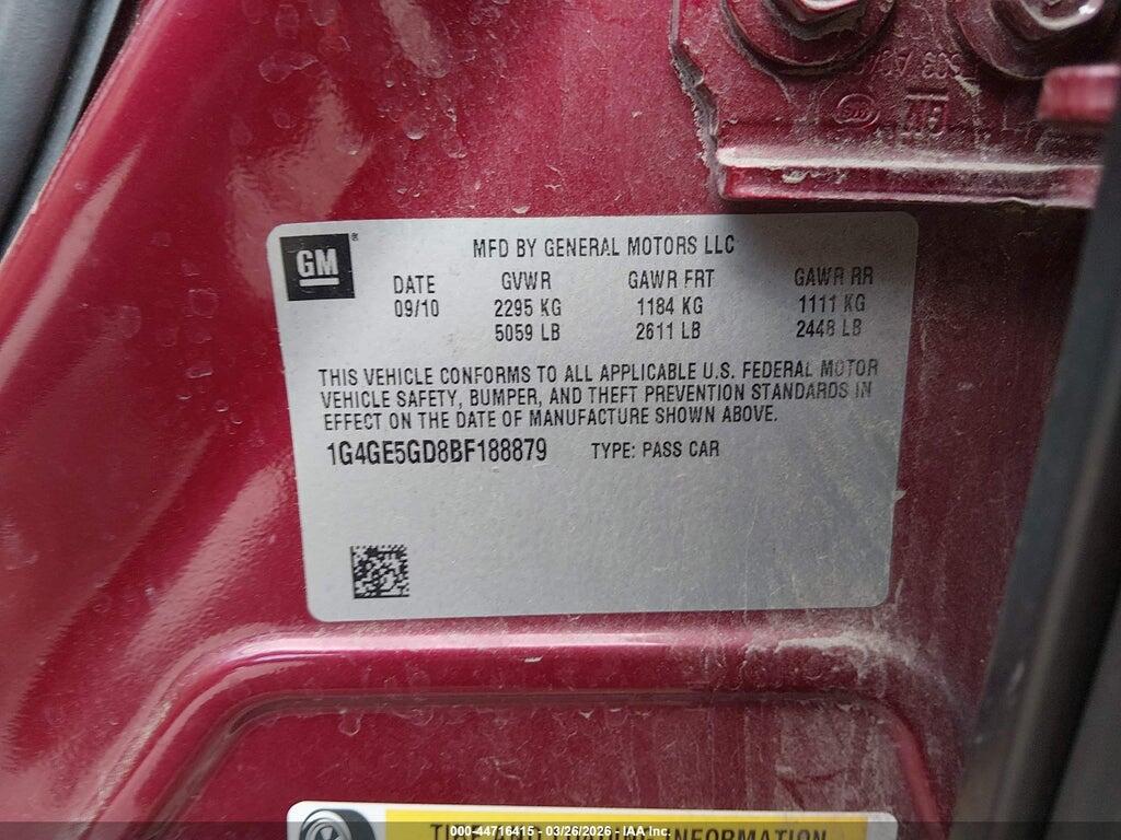 1G4GE5GD8BF188879 2011 BUICK LACROSSE photo no. 9