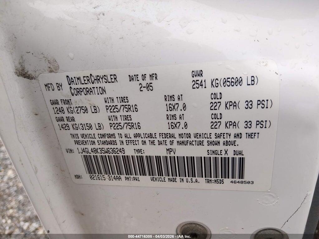 1J4GL48K35W636249 2005 JEEP LIBERTY photo no. 9