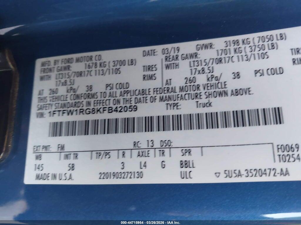 1FTFW1RG8KFB42059 2019 FORD F-150 photo no. 9
