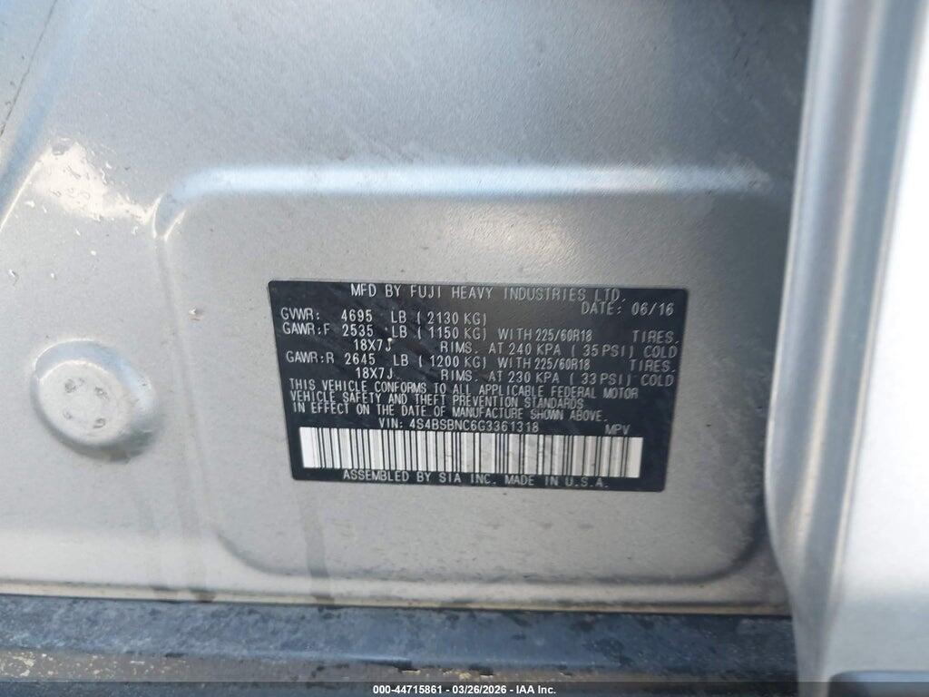 4S4BSBNC6G3361318 2016 SUBARU OUTBACK photo no. 9