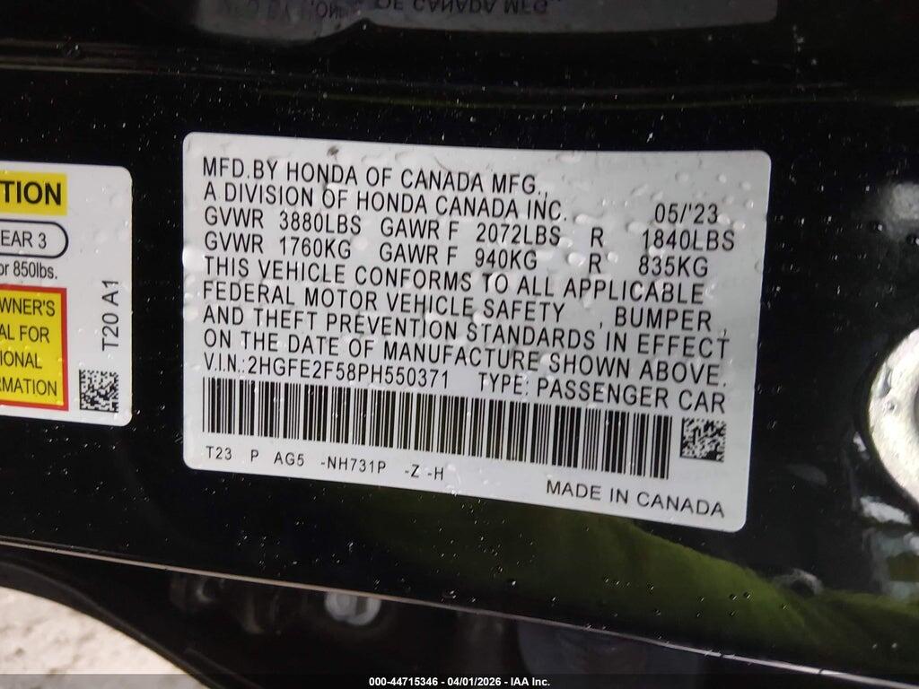 2HGFE2F58PH550371 2023 HONDA CIVIC photo no. 9