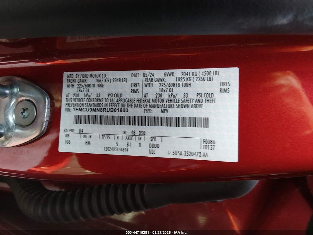 1FMCU9MN8RUB01803 2024 FORD ESCAPE photo no. 9