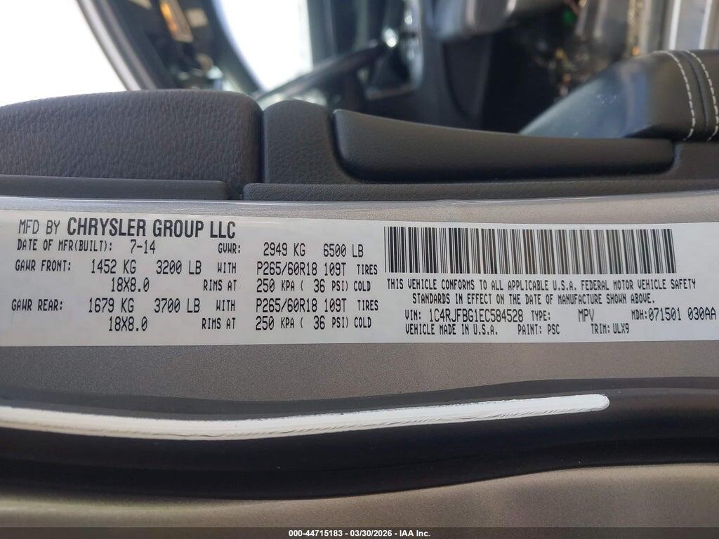 1C4RJFBG1EC584528 2014 JEEP GRAND CHEROKEE photo no. 9