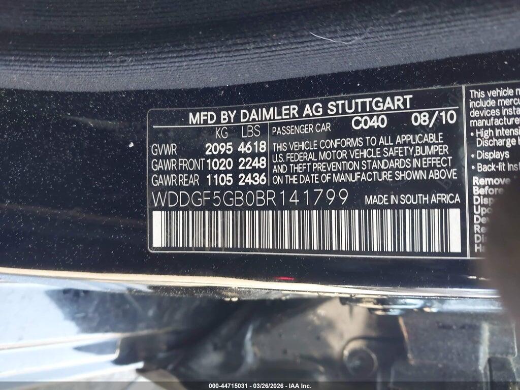 WDDGF5GB0BR141799 2011 MERCEDES-BENZ C 350 photo no. 9