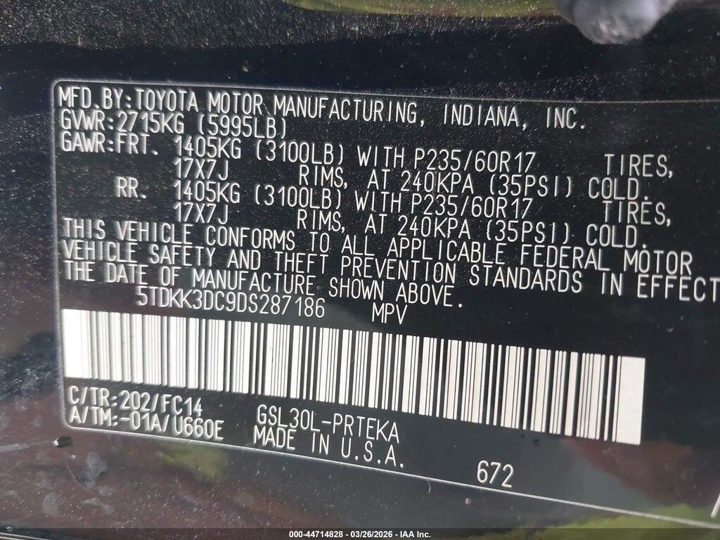5TDKK3DC9DS287186 2013 TOYOTA SIENNA photo no. 9