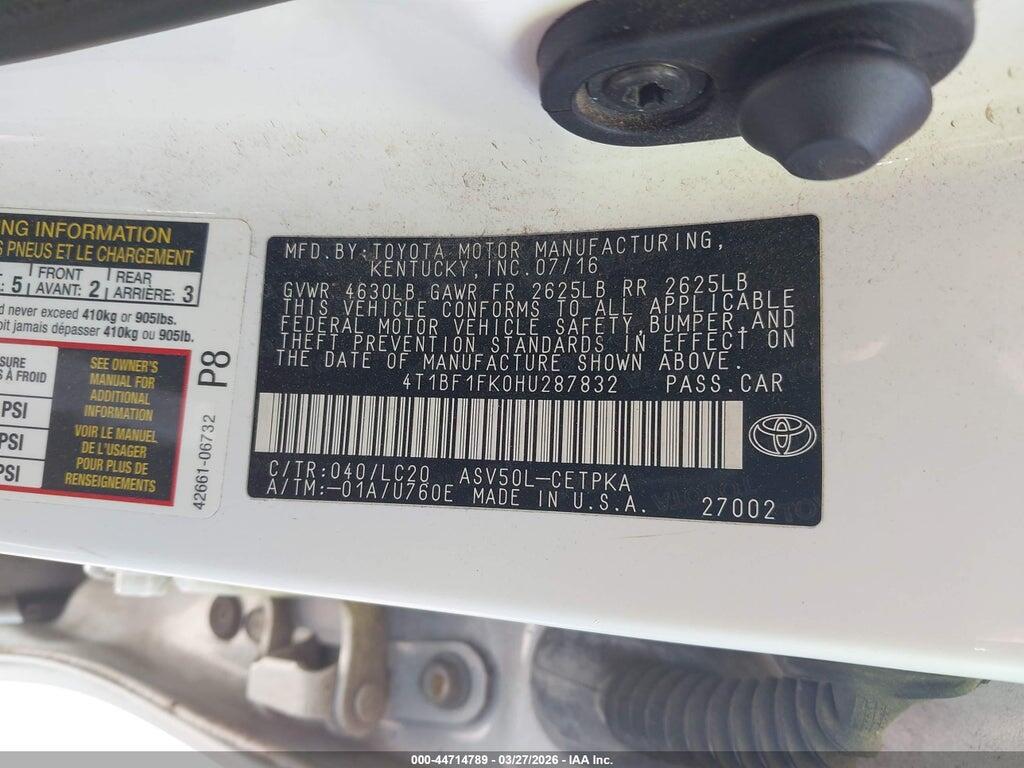 4T1BF1FK0HU287832 2017 TOYOTA CAMRY photo no. 9