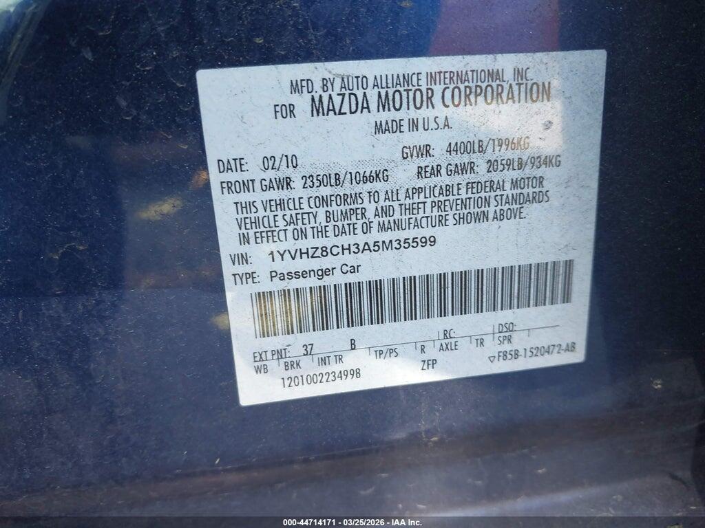 1YVHZ8CH3A5M35599 2010 MAZDA MAZDA6 photo no. 9