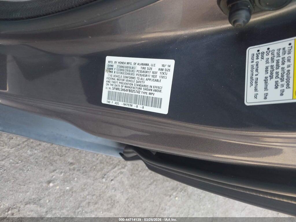 5FNRL5H64FB025742 2015 HONDA ODYSSEY photo no. 9