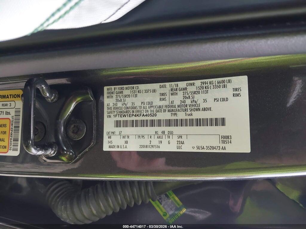 1FTEW1EP4KFA40520 2019 FORD F-150 photo no. 9
