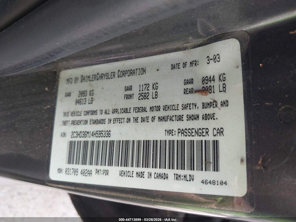 2C3HD36M14H595336 2004 CHRYSLER CONCORDE photo no. 9