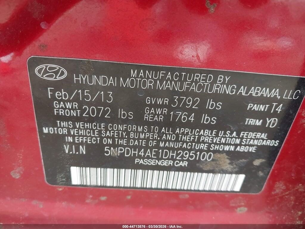5NPDH4AE1DH295100 2013 HYUNDAI ELANTRA photo no. 9