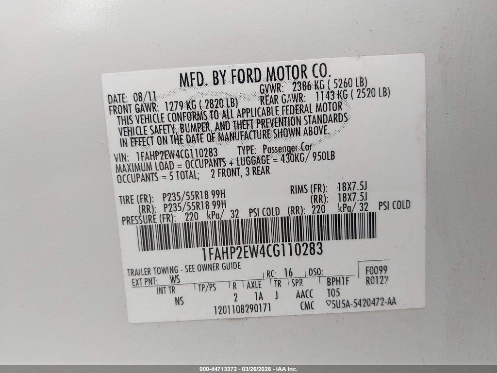 1FAHP2EW4CG110283 2012 FORD TAURUS photo no. 9