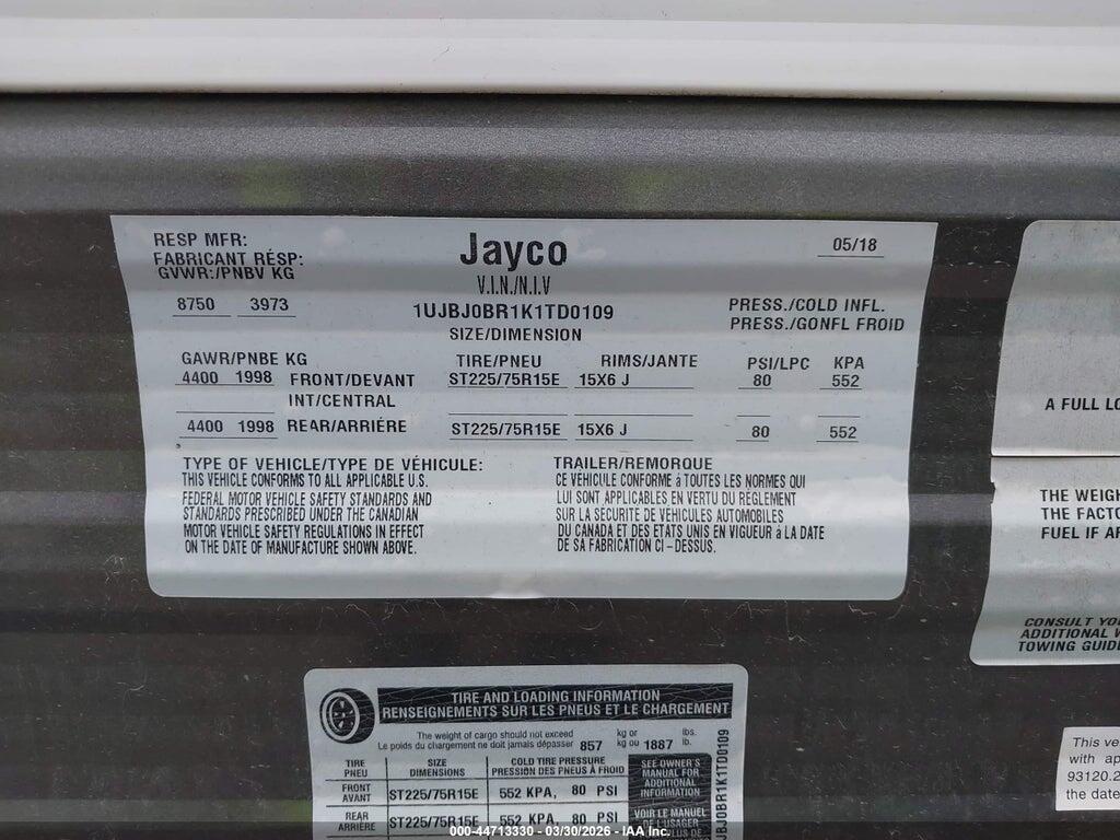 1UJBJ0BR1K1TD0109 2019 JAYCO TRAVEL TRAILER photo no. 9