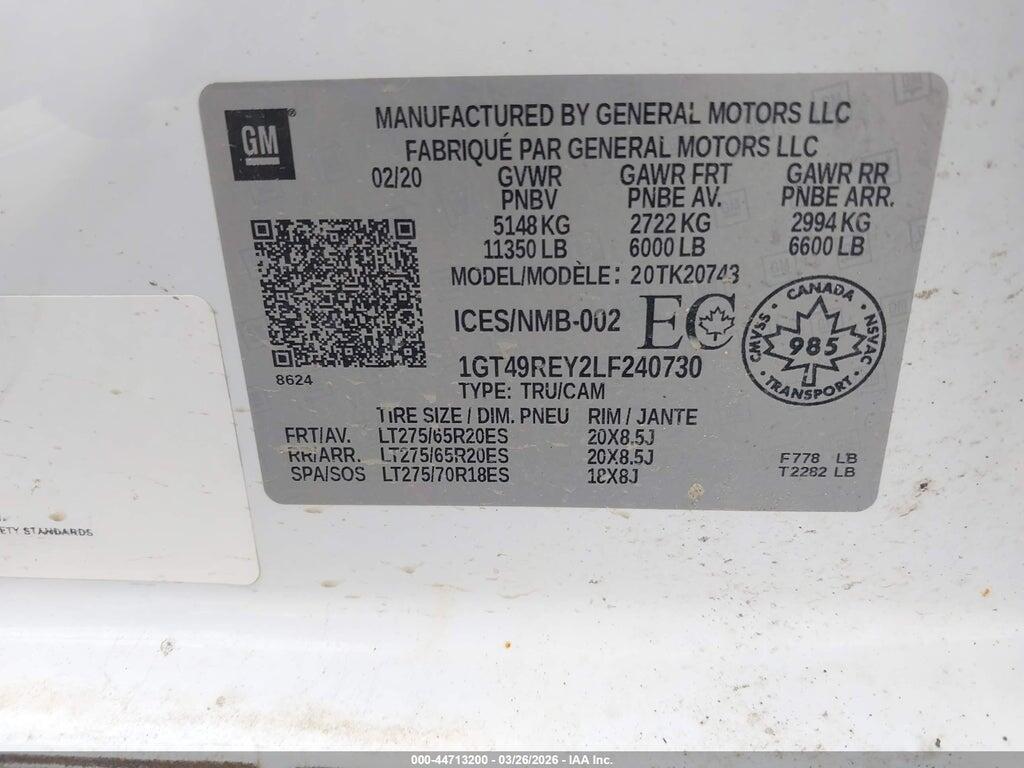 1GT49REY2LF240730 2020 GMC SIERRA 2500HD photo no. 9