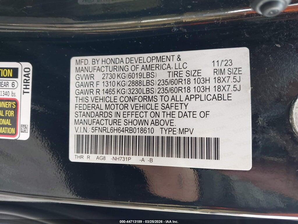 5FNRL6H64RB018610 2024 HONDA ODYSSEY photo no. 9
