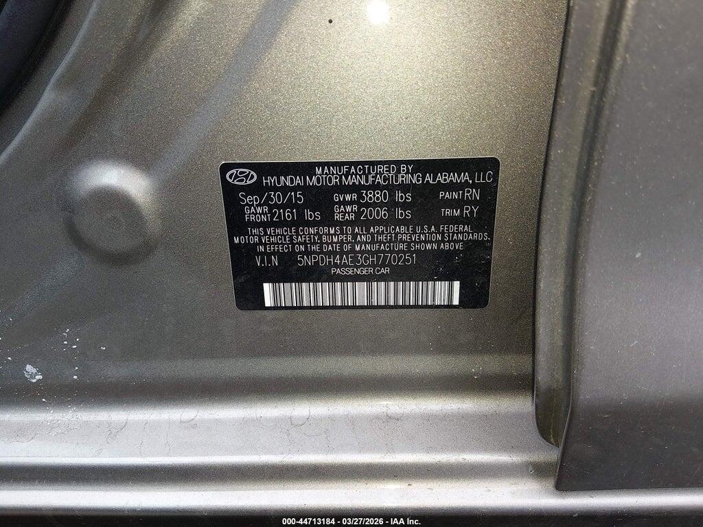 5NPDH4AE3GH770251 2016 HYUNDAI ELANTRA photo no. 9