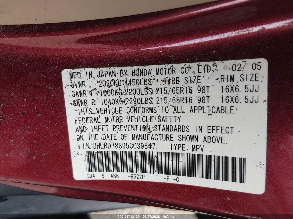 JHLRD78895C039547 2005 HONDA CR-V photo no. 9