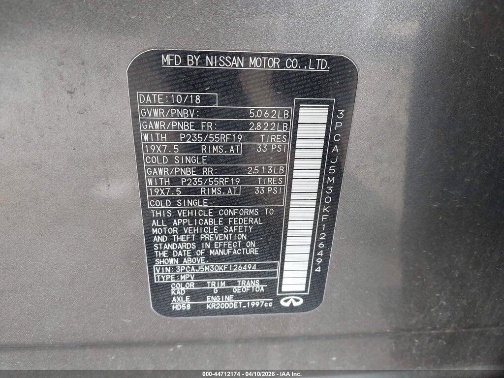 3PCAJ5M30KF126494 2019 INFINITI QX50 photo no. 9