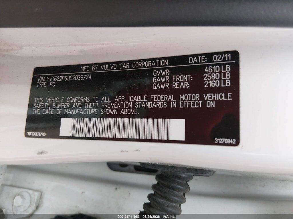YV1622FS3C2039774 2012 VOLVO S60 photo no. 9