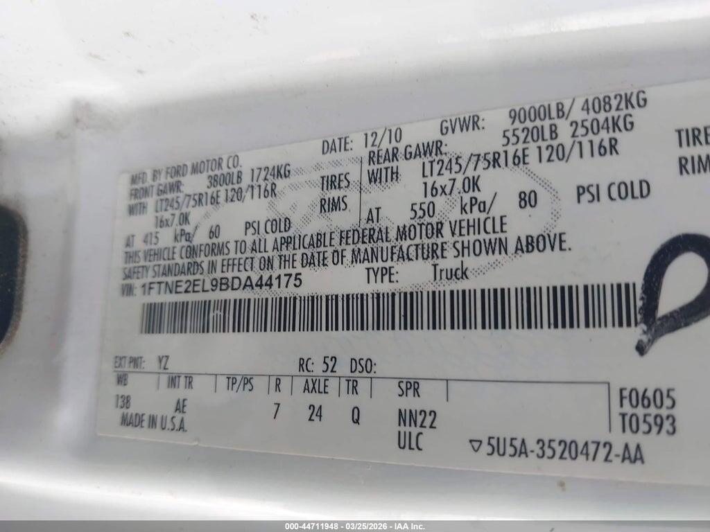 1FTNE2EL9BDA44175 2011 FORD E-250 photo no. 9