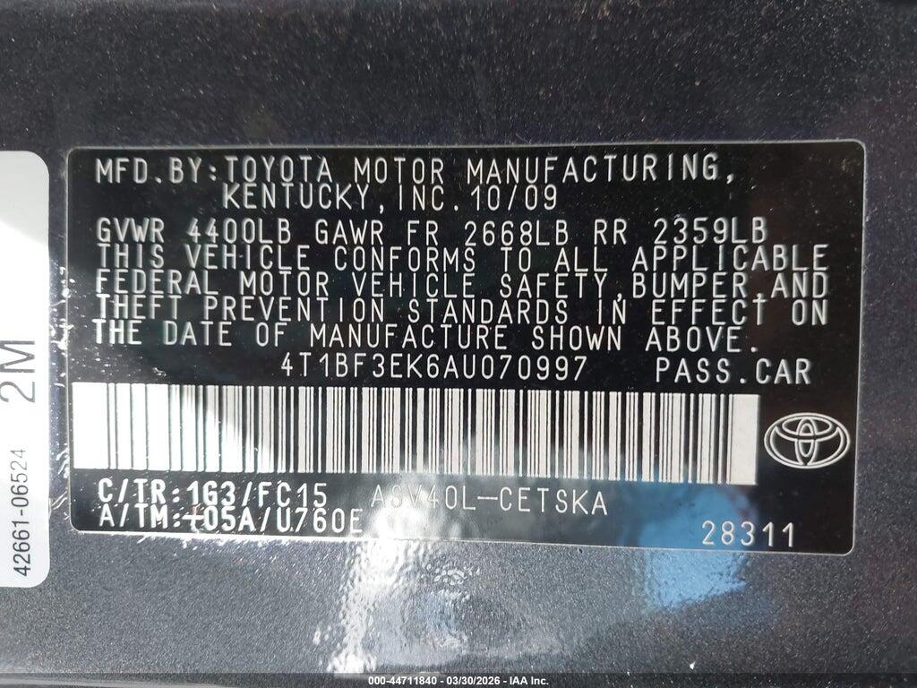4T1BF3EK6AU070997 2010 TOYOTA CAMRY photo no. 9