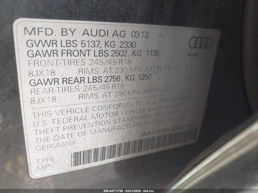 WA1UFAFL3DA229547 2013 AUDI ALLROAD photo no. 9