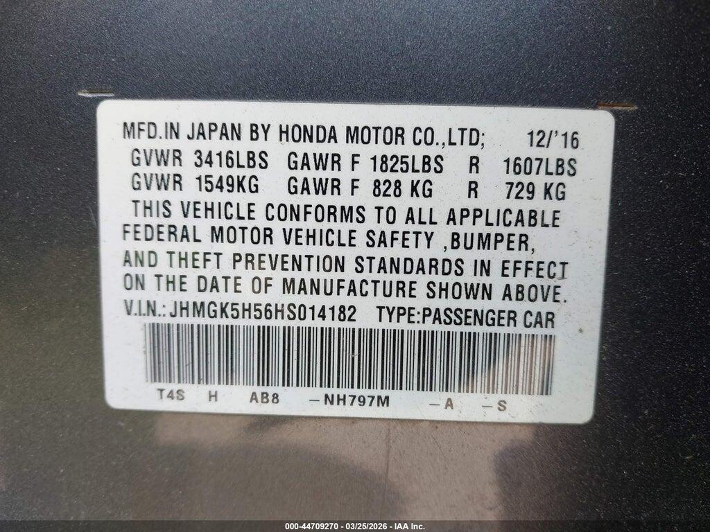 JHMGK5H56HS014182 2017 HONDA FIT photo no. 9