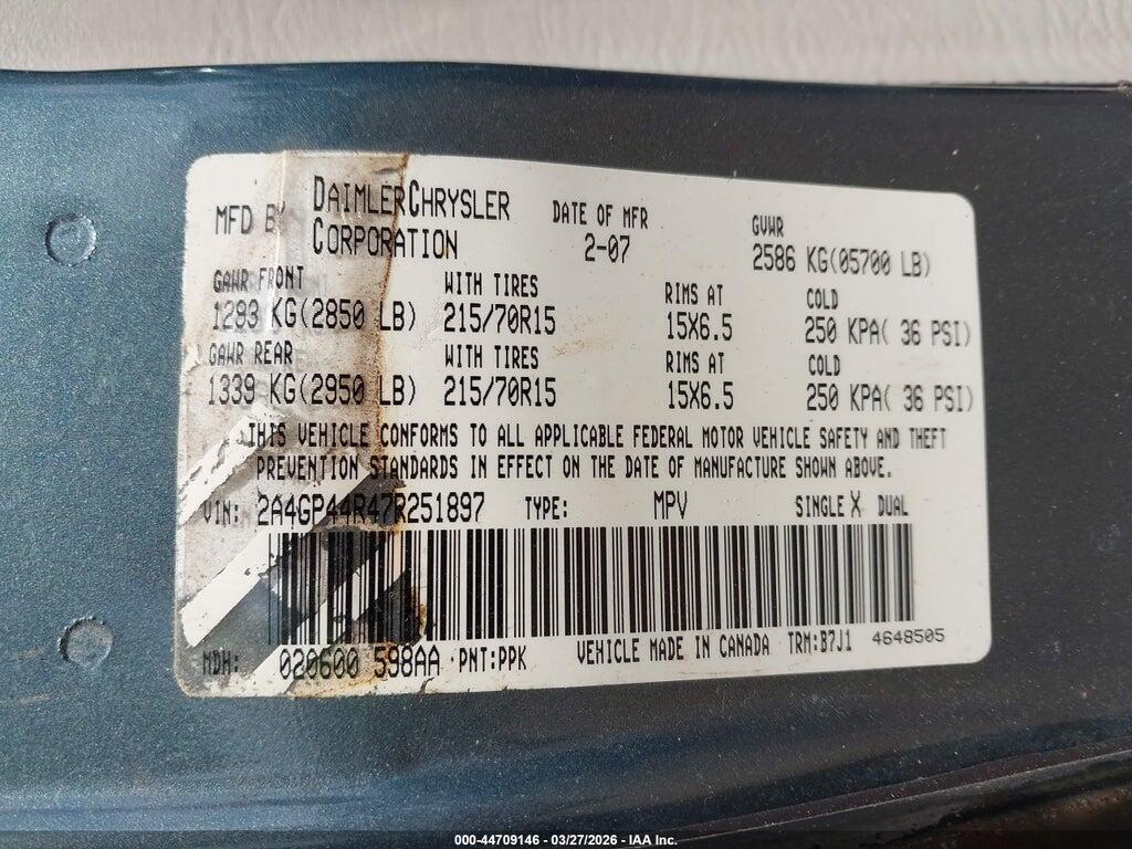 2A4GP44R47R251897 2007 CHRYSLER TOWN & COUNTRY photo no. 9