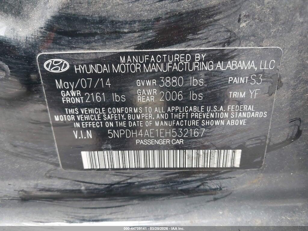 5NPDH4AE1EH532167 2014 HYUNDAI ELANTRA photo no. 9