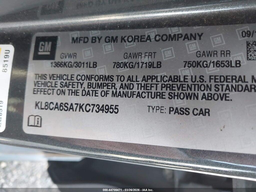 KL8CA6SA7KC734955 2019 CHEVROLET SPARK photo no. 9
