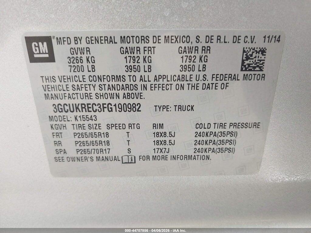 3GCUKREC3FG190982 2015 CHEVROLET SILVERADO 1500 photo no. 9